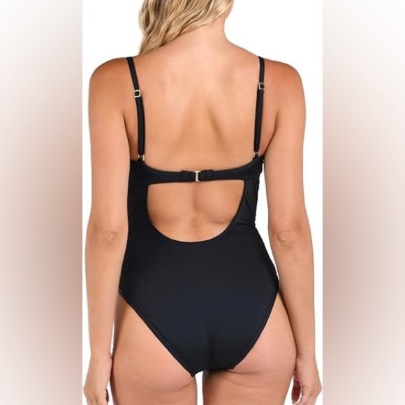 La Blanca Women's One Piece Swimsuit Underwire Mesh Tummy Control Island Goddess - Picture 3 of 9